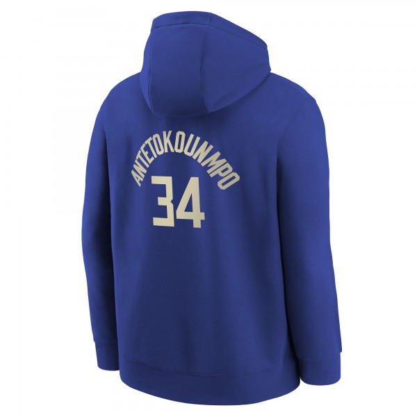 Именная толстовка Giannis Antetokounmpo Milwaukee Bucks Nike Youth 2023/24 City Edition - Royal