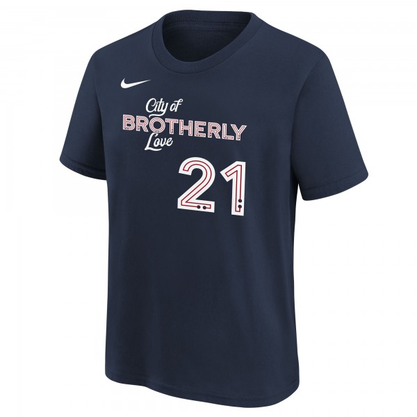 Футболка Joel Embiid Philadelphia 76ers Nike Youth 2023/24 City Edition - Navy