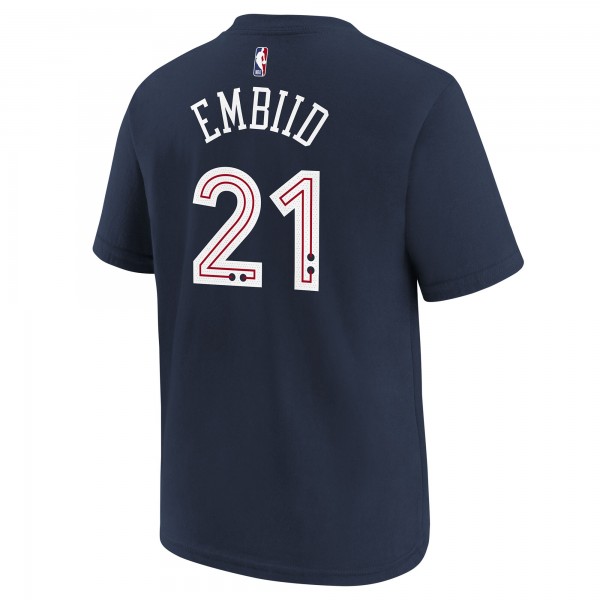 Футболка Joel Embiid Philadelphia 76ers Nike Youth 2023/24 City Edition - Navy