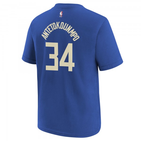 Именная футболка Giannis Antetokounmpo Milwaukee Bucks Nike Youth 2023/24 City Edition - Royal