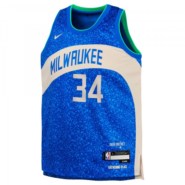 Игровая форма  Giannis Antetokounmpo Milwaukee Bucks Nike Youth 2023/24 Swingman Replica - City Edition - Royal