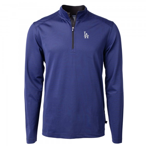 Кофта на короткой молнии Los Angeles Dodgers Cutter & Buck Virtue Eco Pique Micro Stripe Recycled - Royal/Black