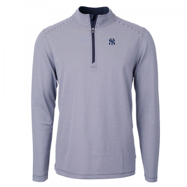 Кофта на короткой молнии New York Yankees Cutter & Buck Virtue Eco Pique Micro Stripe Recycled - Navy/White