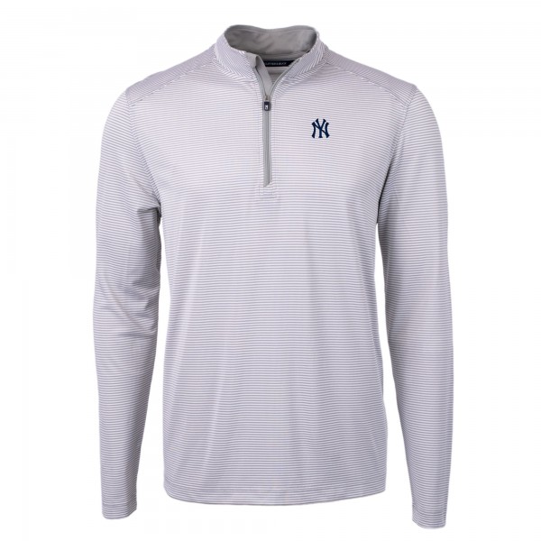 Кофта на короткой молнии New York Yankees Cutter & Buck Virtue Eco Pique Micro Stripe Recycled - Gray/White