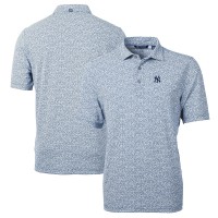 New York Yankees Cutter & Buck Navy Virtue Eco Pique Botanical Print Recycled Polo
