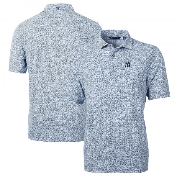 New York Yankees Cutter & Buck Navy Virtue Eco Pique Botanical Print Recycled Polo