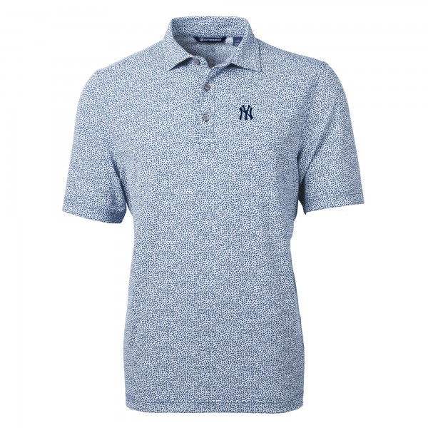 New York Yankees Cutter & Buck Navy Virtue Eco Pique Botanical Print Recycled Polo