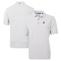 New York Yankees Cutter & Buck Gray Virtue Eco Pique Botanical Print Recycled Polo