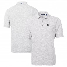 New York Yankees Cutter & Buck Gray Virtue Eco Pique Botanical Print Recycled Polo