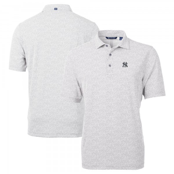 New York Yankees Cutter & Buck Gray Virtue Eco Pique Botanical Print Recycled Polo