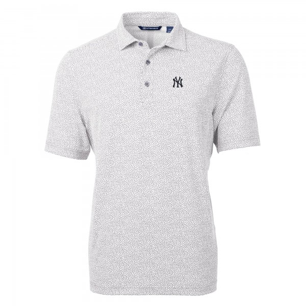 New York Yankees Cutter & Buck Gray Virtue Eco Pique Botanical Print Recycled Polo
