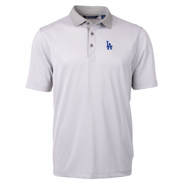 Los Angeles Dodgers Cutter & Buck Gray/White Virtue Eco Pique Micro Stripe Recycled Polo