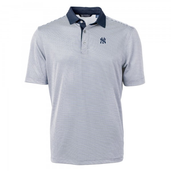 New York Yankees Cutter & Buck Navy/White Virtue Eco Pique Micro Stripe Recycled Polo