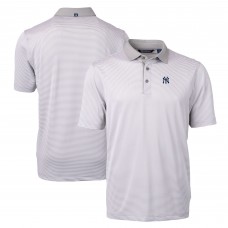New York Yankees Cutter & Buck Gray/White Virtue Eco Pique Micro Stripe Recycled Polo