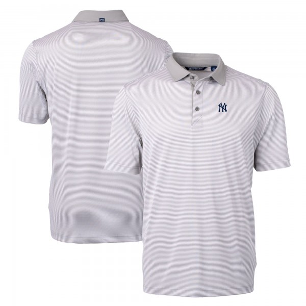 New York Yankees Cutter & Buck Gray/White Virtue Eco Pique Micro Stripe Recycled Polo