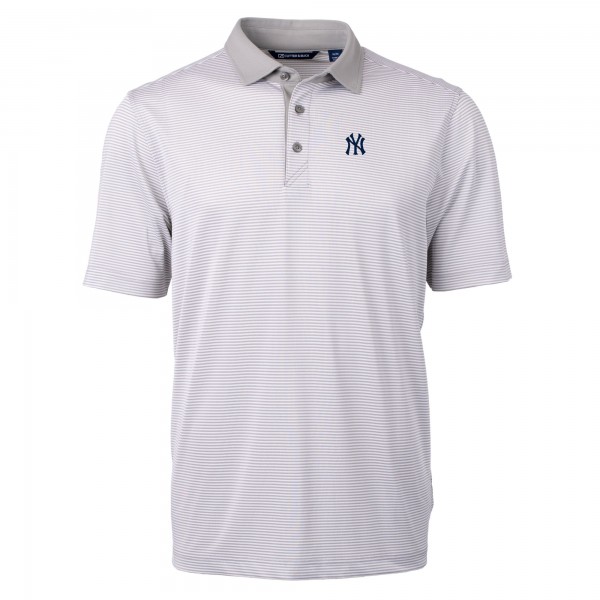 New York Yankees Cutter & Buck Gray/White Virtue Eco Pique Micro Stripe Recycled Polo