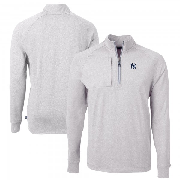 Кофта на короткой молнии New York Yankees Cutter & Buck Adapt Eco Knit Stretch Recycled - Heather Gray