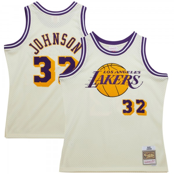 Игровая форма  Magic Johnson Los Angeles Lakers Mitchell & Ness Chainstitch Swingman - Cream