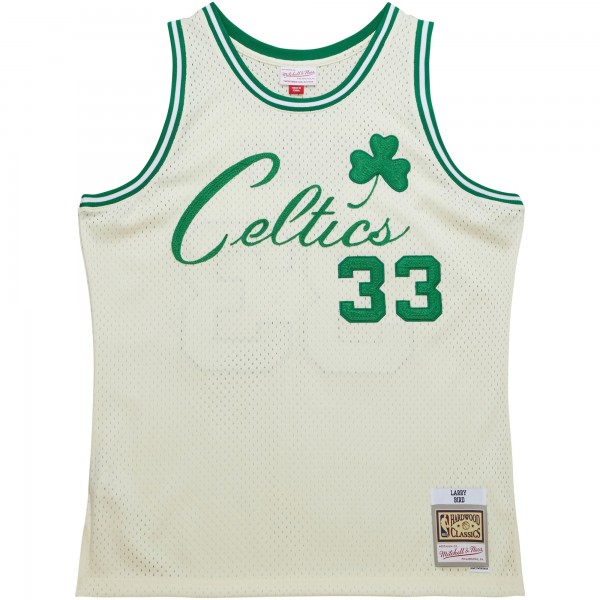 Джерси Boston Celtics Larry Bird Mitchell & Ness Cream Chainstitch Swingman
