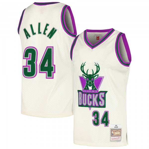 Игровая форма  Ray Allen Milwaukee Bucks Mitchell & Ness Chainstitch Swingman - Cream