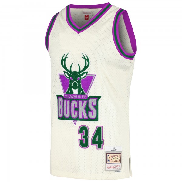 Игровая форма  Ray Allen Milwaukee Bucks Mitchell & Ness Chainstitch Swingman - Cream