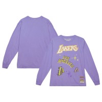 Футболка с длинным рукавом Los Angeles Lakers Mitchell & Ness  Hardwood Classics Sidewalk Sketch - Lavender
