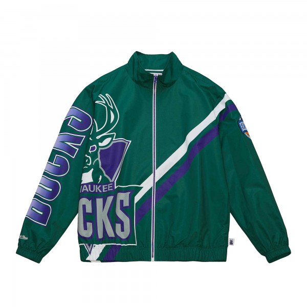 Куртка на молнии Milwaukee Bucks Mitchell & Ness Exploded Logo Warm-Up - Hunter Green