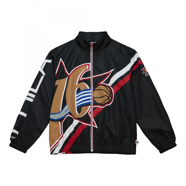 Куртка на молнии Philadelphia 76ers Mitchell & Ness Exploded Logo Warm-Up - Black