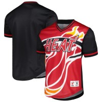 Miami Heat Mitchell & Ness Red Jumbotron 3.0 Mesh V-Neck T-Shirt