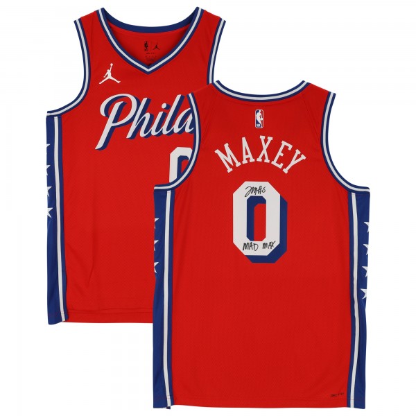 Tyrese Maxey Philadelphia 76ers Fanatics Authentic Autographed Red Jordan Brand 2022-23 Statement Swingman Jersey with Mad Max Inscription