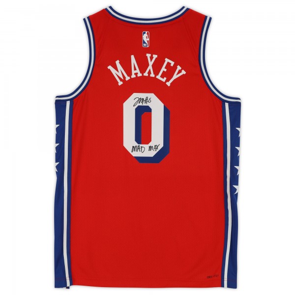 Tyrese Maxey Philadelphia 76ers Fanatics Authentic Autographed Red Jordan Brand 2022-23 Statement Swingman Jersey with Mad Max Inscription