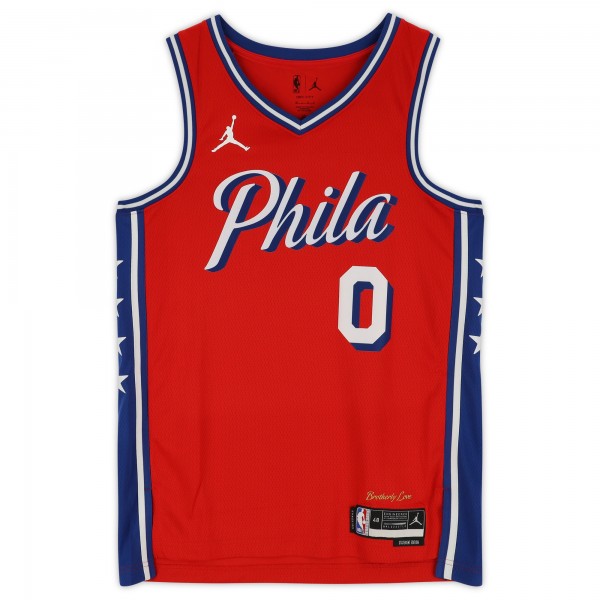 Tyrese Maxey Philadelphia 76ers Fanatics Authentic Autographed Red Jordan Brand 2022-23 Statement Swingman Jersey with Mad Max Inscription