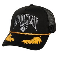 Бейсболка Brooklyn Nets Mitchell & Ness Hardwood Classics Gold Leaf Mesh Trucker - Black