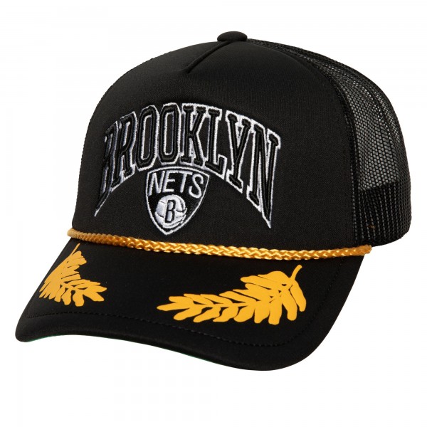 Бейсболка Brooklyn Nets Mitchell & Ness Hardwood Classics Gold Leaf Mesh Trucker - Black