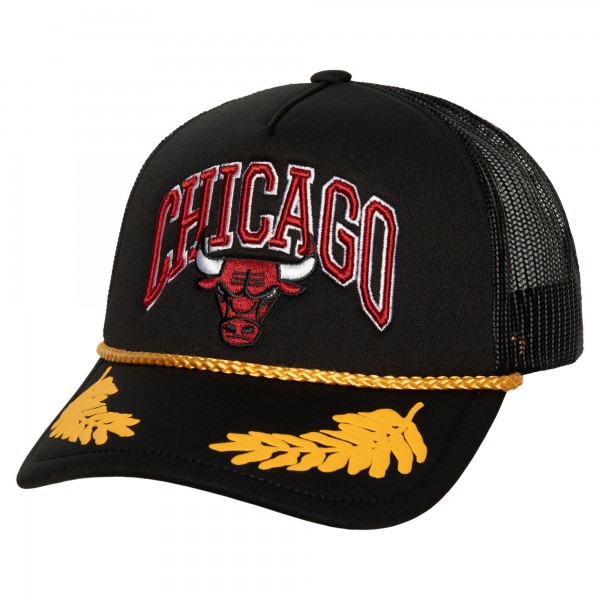 Бейсболка Chicago Bulls Mitchell & Ness Hardwood Classics Gold Leaf Mesh Trucker - Black