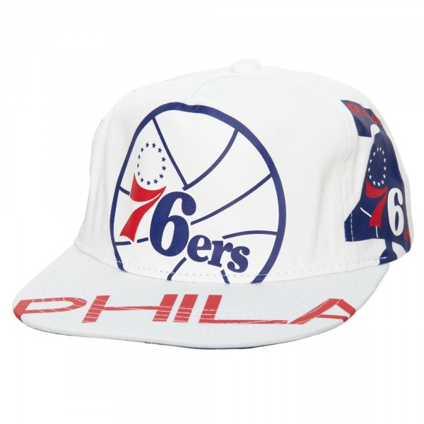 Бейсболка Philadelphia 76ers Mitchell & Ness Hardwood Classics In Your Face Deadstock - White