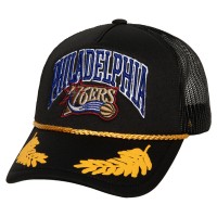 Бейсболка Philadelphia 76ers Mitchell & Ness Hardwood Classics Gold Leaf Mesh Trucker - Black