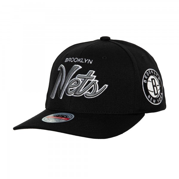 Brooklyn Nets Mitchell & Ness Black MVP Team Script 2.0 Stretch-Snapback Hat
