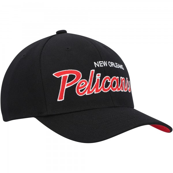 Бейсболка New Orleans Pelicans Mitchell & Ness Black MVP Team Script 2.0 Stretch
