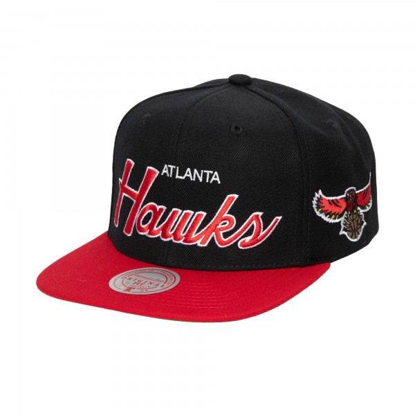Бейсболка Atlanta Hawks Mitchell & Ness Black Hardwood Classics MVP Team Script 2.0