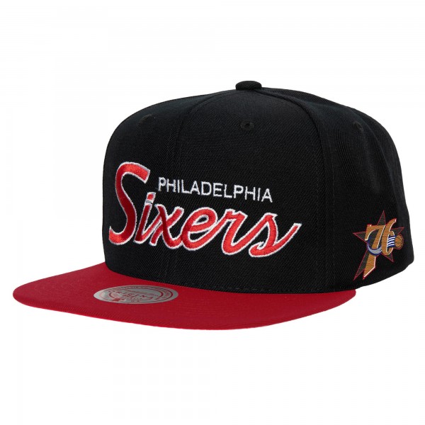Бейсболка Philadelphia 76ers Mitchell & Ness Hardwood Classics MVP Team Script 2.0 - Black