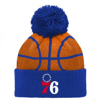 Шапка с помпоном для дошкольника Philadelphia 76ers Royal Basketball Head Cuffed