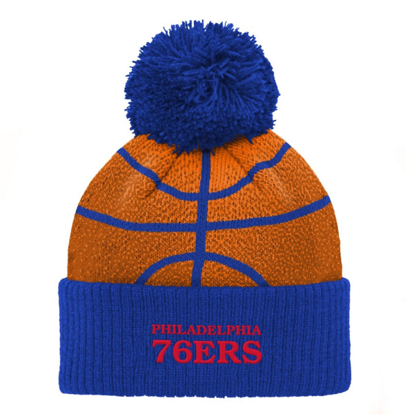 Шапка с помпоном для дошкольника Philadelphia 76ers Royal Basketball Head Cuffed