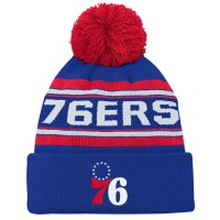 Шапка с помпоном Philadelphia 76ers Youth Backboard Jacquard Cuffed Knit - Royal
