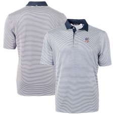 New York Yankees Cutter & Buck Navy Americana Logo Virtue Eco Pique Stripe Recycled Polo