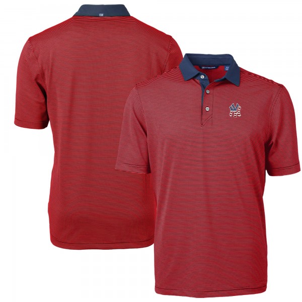 New York Yankees Cutter & Buck Red Americana Logo Virtue Eco Pique Stripe Recycled Polo
