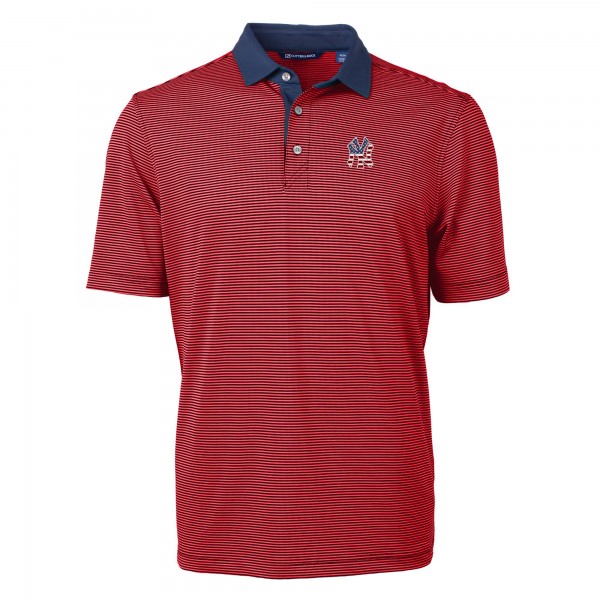 New York Yankees Cutter & Buck Red Americana Logo Virtue Eco Pique Stripe Recycled Polo