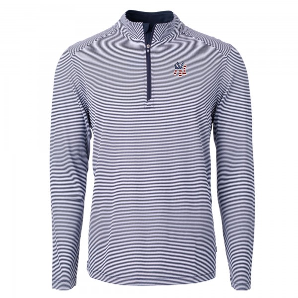 Кофта на короткой молнии New York Yankees Cutter & Buck Americana Logo Virtue Eco Pique Stripe Recycled - Navy