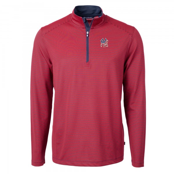 Кофта на короткой молнии New York Yankees Cutter & Buck Americana Logo Virtue Eco Pique Stripe Recycled - Red
