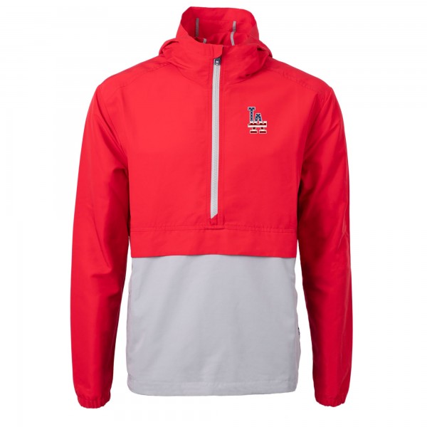 Куртка на короткой молнии Los Angeles Dodgers Cutter & Buck Americana Logo Charter Eco Knit Recycled Anorak - Red/Gray